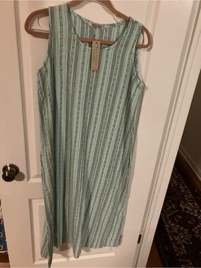 cut loose Mint Green Striped Sleeveless Midi Dress